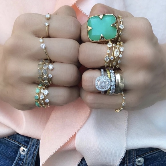 Melinda Maria -Briane Stacking Ring Gold/Blue Opal - Picture 2 of 4